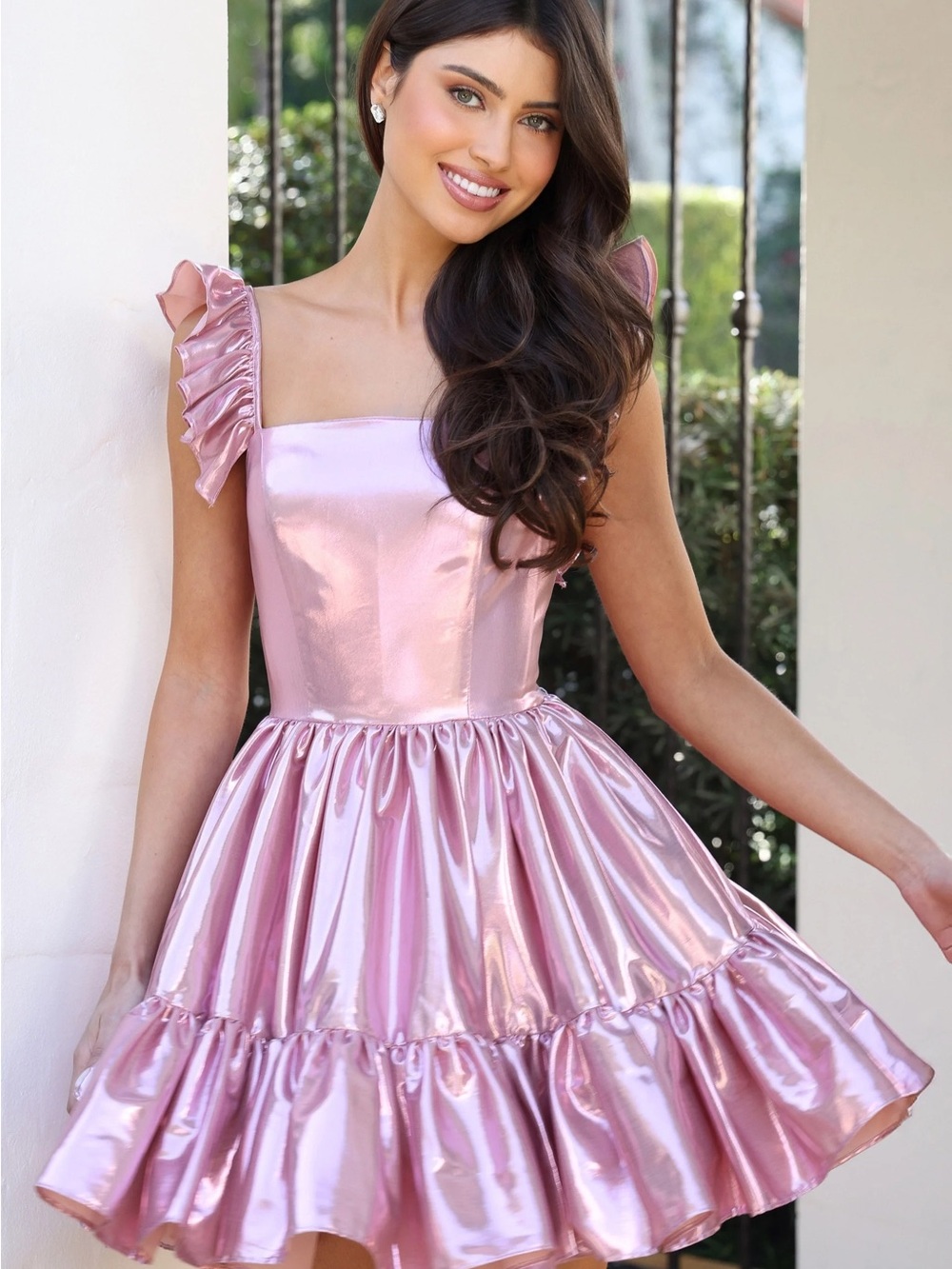 Jovani Shiny Light Blue Iridescent Party Dress - Picture 4 of 5
